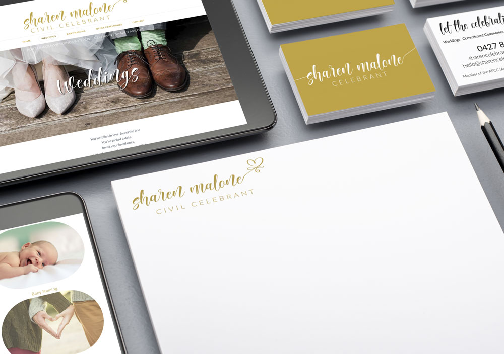 Sharen Malone logo branding and website by Kirstie Wyatt, Wyatt Creative